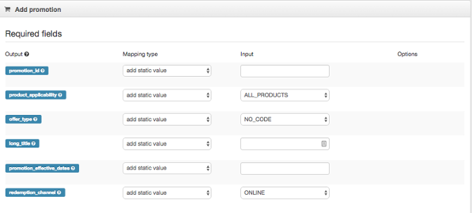 Google Promotions Feed Specificaties.