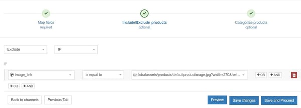 DataFeedWatch uitsluiten bij geen algemene afbeelding Google Shopping
