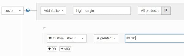 Google Shopping custom labels onderverdelen op basis van marge met DataFeedWatch regels