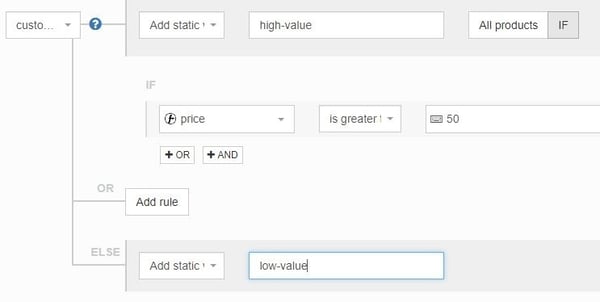 Google Shopping custom labels onderverdelen op basis van prijs met DataFeedWatch regels