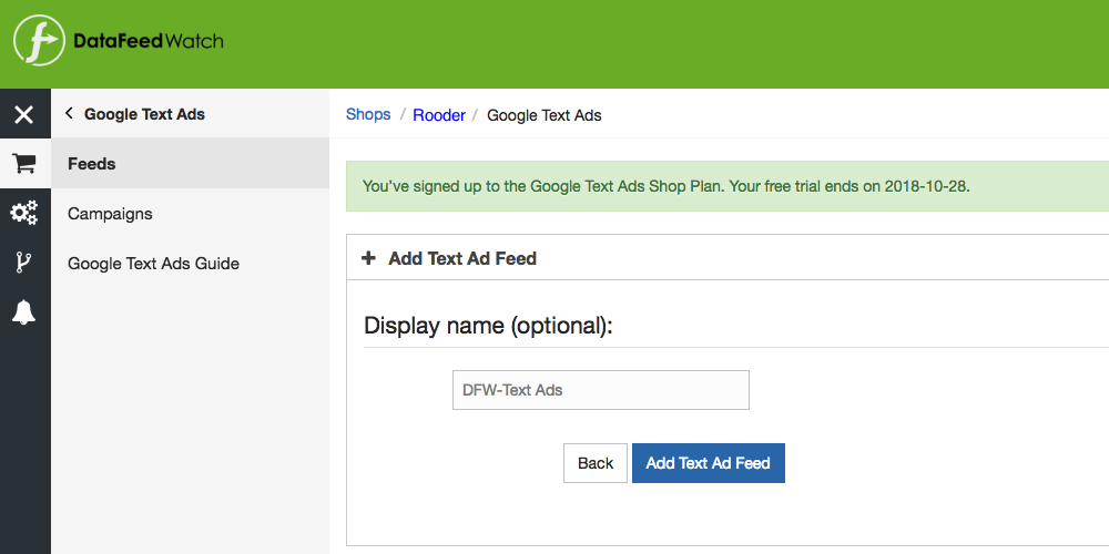 Feed setup voor Text Ads